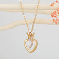 Gold Tone Crown Heart Crystal Pendant Necklaces in Two Colors view 3