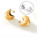 Gold Steel Geometric Teardrop Stud Earrings Heavy Pair view 5