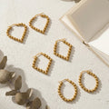Beaded Geometric Hoop Earrings in Three Gold and Silver Tone Shapes view 2