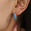 Teardrop Pave Hoop Earrings Zircon Blue Pine Three Sizes view 4