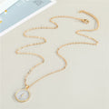 Gold Tone Round Gray Resin Lightning Motif Pendant Necklace view 4