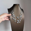 Layered Clear Faceted Bead Necklace in Silver Tone view 4