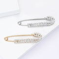 Crystal Safety Pin Brooch In Gold And Silver Tones view 3
