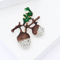Double Acorn Brooch With Green Enamel Leaves Jacket and Scarf Accessory view 3