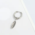 Single Stainless Steel Wing and Feather Charm Huggie Earrings view 3