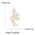 Crystal Leaf Spray Brooch in Silver and Gold Tones view 5