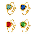Open Gold Ring With Triangle Faceted Czech Glass Stone view 5