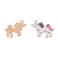 Gold Tone White Unicorn Enamel Charm with Rainbow Mane view 4