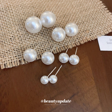 White Pearl Look Stud Earrings in Four Sizes Jewelry