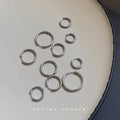 Silver-Tone Round Plain Huggie Hoop Earrings Multi Sizes view 3