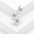 Delicate Branch Brooch With Clear Flowers and Pearls view 3