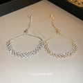 Layered Leaf Crystal Slider Bracelet In Gold Tone Or Silver Tone view 3