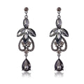 Silver Tone Crystal Leaf Scroll Crystal Five Designs Metal Dangle Earrings view 10