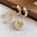 Floral Pearl Earrings and Ear Cuff in Three Coordinated Designs view 2
