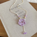 Crochet Flower Pendant Necklaces With Beads With Decorative Accents view 7