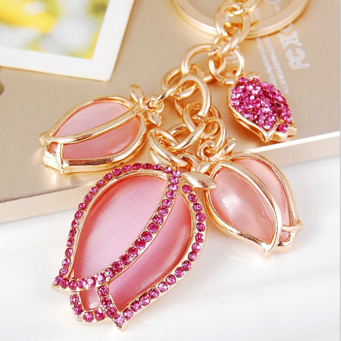 Jeweled Tulip and Mixed Floral Auspicious Keychains in Thirty-Eight Designs
