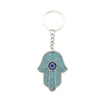 Gold and Silver Tone Rhinestone Hamsa Evil Eye Split Ring Keychains view 5
