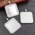 Crystal Border Square Pendant Bezel Settings in Two Finishes view 4