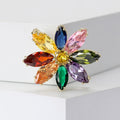Multicolor Marquise Crystal Flower Brooch for Jackets, Coats, and Scarves view 1