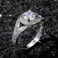 Silver Tone Round Cluster Clear Stone Wide Shoulder Ring view 4