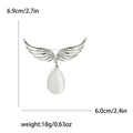 Angel Wings Brooch Rhinestone Cat Eye Teardrop Drop view 7