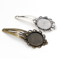 Floral Round Hair Clip Bezel Settings in Two Finishes view 1