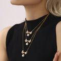 Gold Double Shell Butterfly Pendant Shell Pearl Necklace view 4
