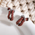 Braided Leather Look Color Knot Small Stud Earrings view 6