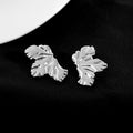 Abstract Crinkled Leaf Pair Statement Stud Earrings view 2