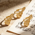 Gold Open Guitar Motif Adjustable Statement Ring Metal view 3