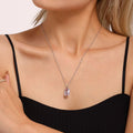 Large Rectangle Zircon Pendant Necklaces Gold Steel Red White view 3