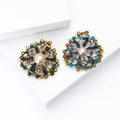 Round Openwork Crystal Flower Brooch With Pearl Center view 3