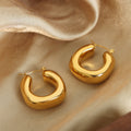 Chunky Polished Gold Hollow U Shape Hoop Earrings Bold view 2