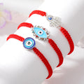 Red Woven Cord Silver Tone Hamsa Evil Eye Adjustable Bracelets view 1
