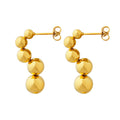 Graduated Ball Drop Stud Earrings Gold Or Steel Tone view 5