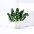 Green Crystal Cabbage Brooch With Polished Metal And Sculpted Decorative Details view 2