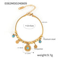 Gold Snake Chain Turquoise Disc Pendant Necklace Bracelet view 6