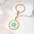 Gold Tone Marbled Round Evil Eye Split Ring Keychains in Six Colors view 2
