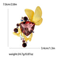 Gemstone Bee Brooch in Metal with Matte Gold Wings and a Large Faceted Pink Body Stone view 4