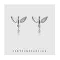 Silver Hummingbird Stud Earrings Teardrop Crystal Dangle view 4