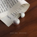 Silver Hammered Dome Stud Earrings Textured Half Sphere view 3