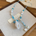 Blue Beaded Ocean Charm Necklaces with Shell and Starfish view 6