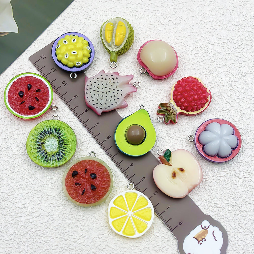 Resin 3D Simulated Fruit Charm Pendant for DIY Bracelet Necklace Keychain Jewelry Making