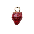 Textured Red Strawberry Charm with Green Enamel Leaf and Gold Tone Loop view 5