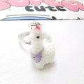 Flocked White Alpaca Llama Keychains Metal Rings 6 Styles view 5