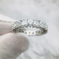 Silver Tone Heart Crystal Eternity Style Ring Statement Jewelry view 1