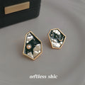 Dark Green Pentagon Night Sky Moon Sun Asymmetric Studs view 4