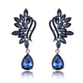 Gold Tone Champagne Leaf Curve Tassel Crystal Four Designs Metal Dangle Earrings view 7