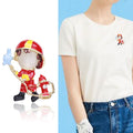 Enamel Firefighter Brooch Blue or Red Uniform Hydrant view 2