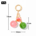 Glitter Fruit Acrylic Bead Keychain Gold Spring Ring Pink Green view 4